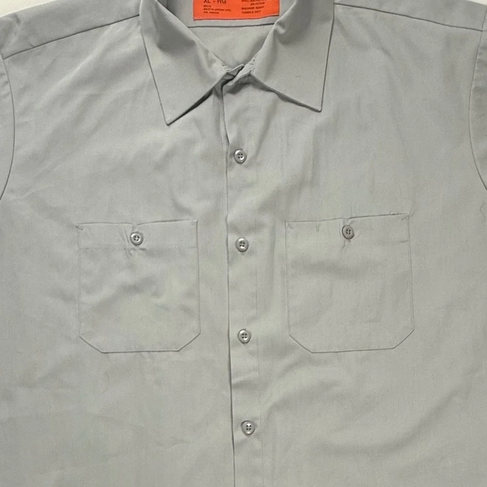 Mens Gray Long Sleeve Industrial Work Shirt XL-RG MS14 Button Up Utility Pocket